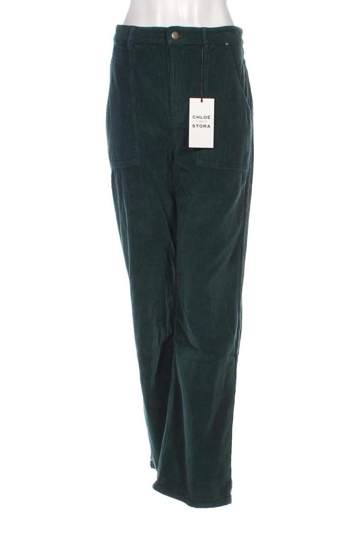 Pantaloni de velvet de femei Chloe Stora, Mărime M, Culoare Verde, Preț 438,99 Lei