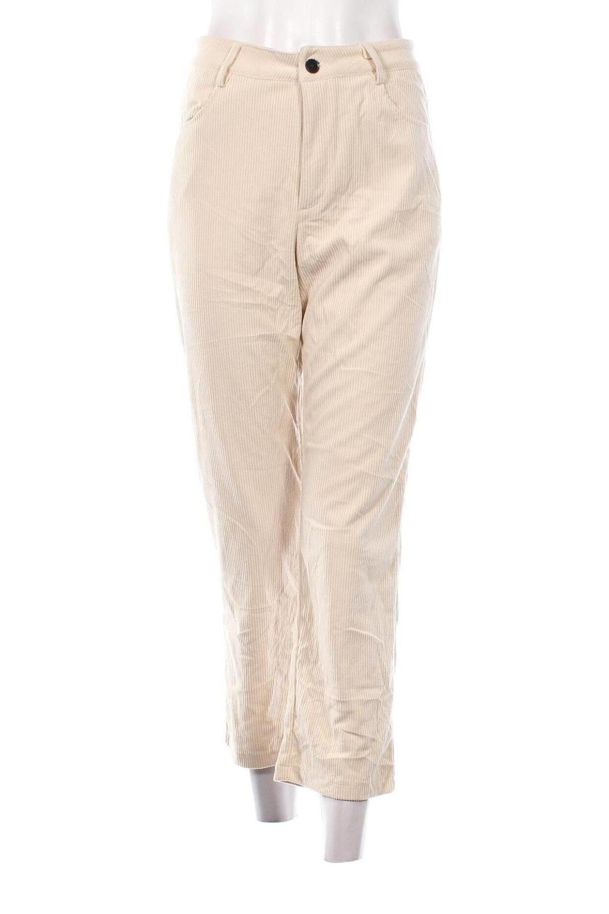 Pantaloni de velvet de femei DAZY, Mărime S, Culoare Ecru, Preț 95,99 Lei