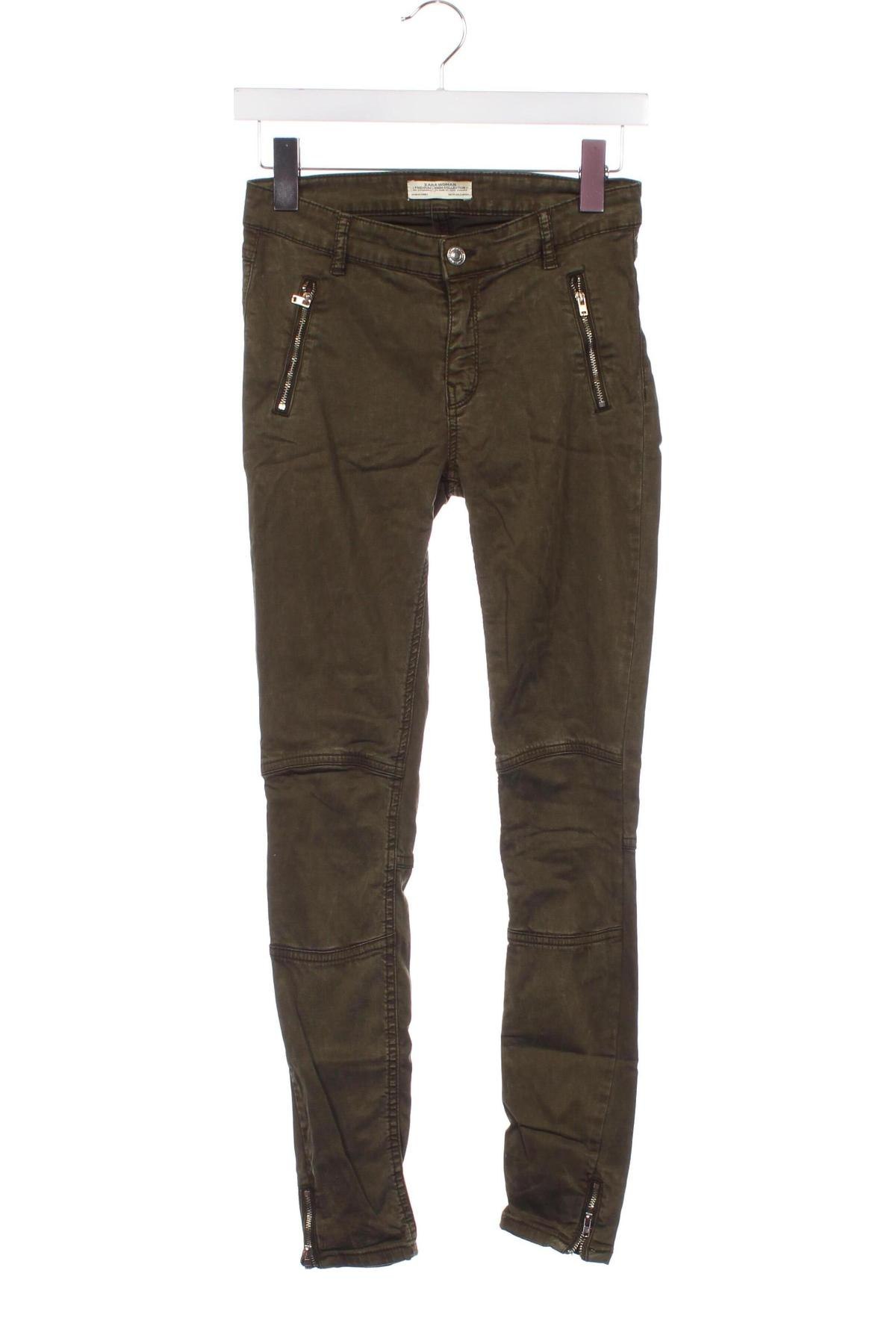 Pantaloni de femei Zara, Mărime XS, Culoare Verde, Preț 44,99 Lei