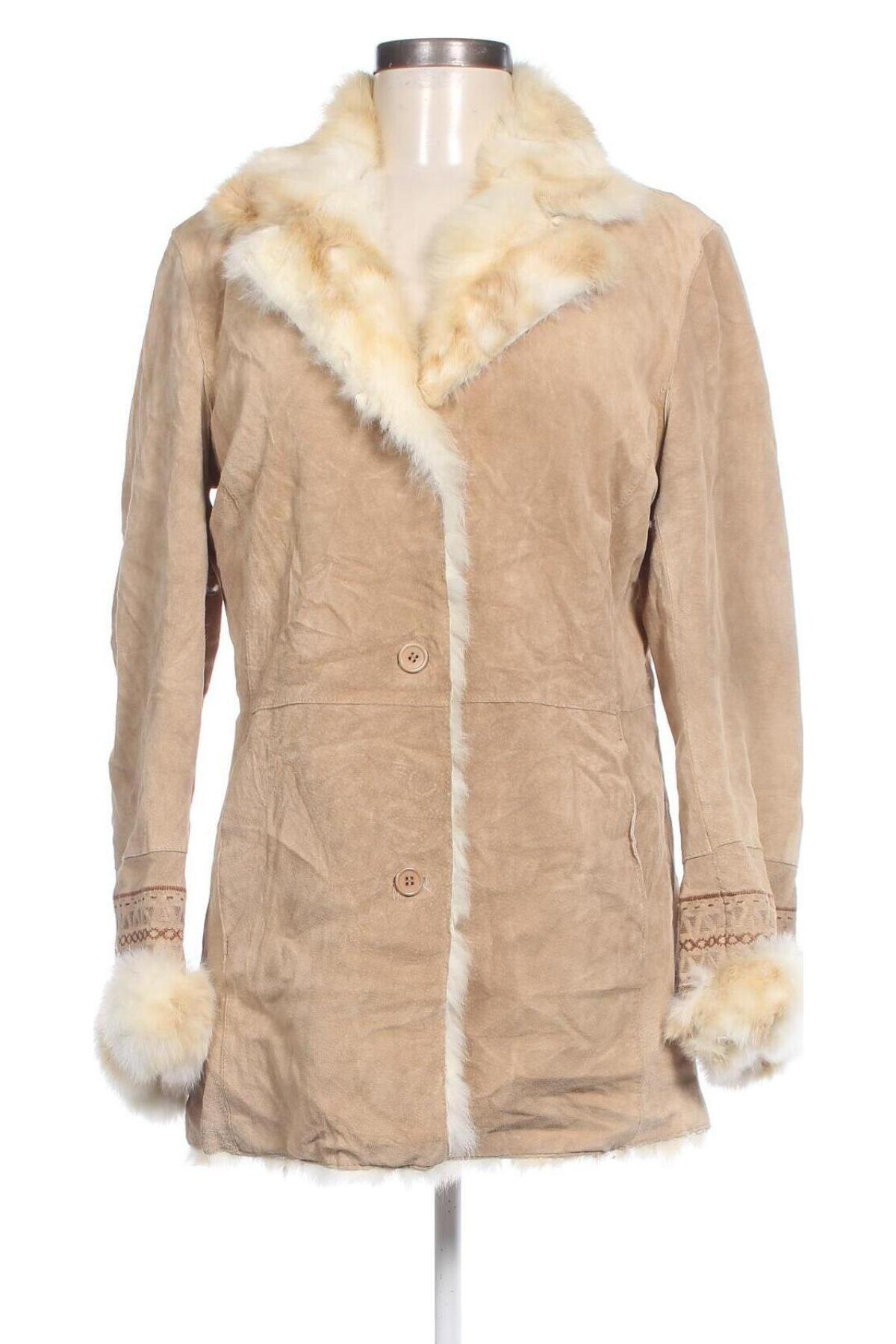 Damen Ledermantel, Größe S, Farbe Beige, Preis € 67,99