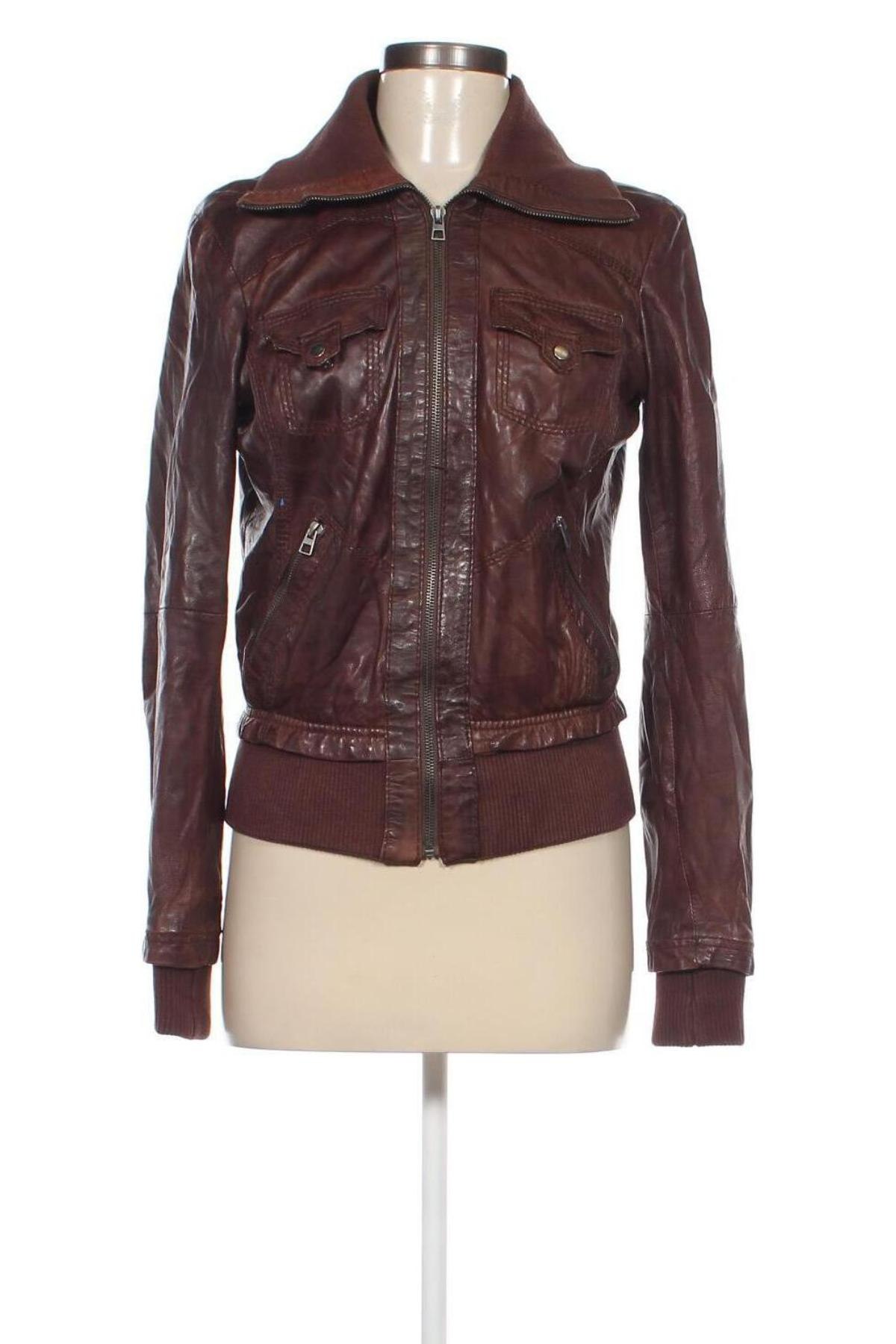 Damen Lederjacke Bershka, Größe L, Farbe Braun, Preis € 30,99