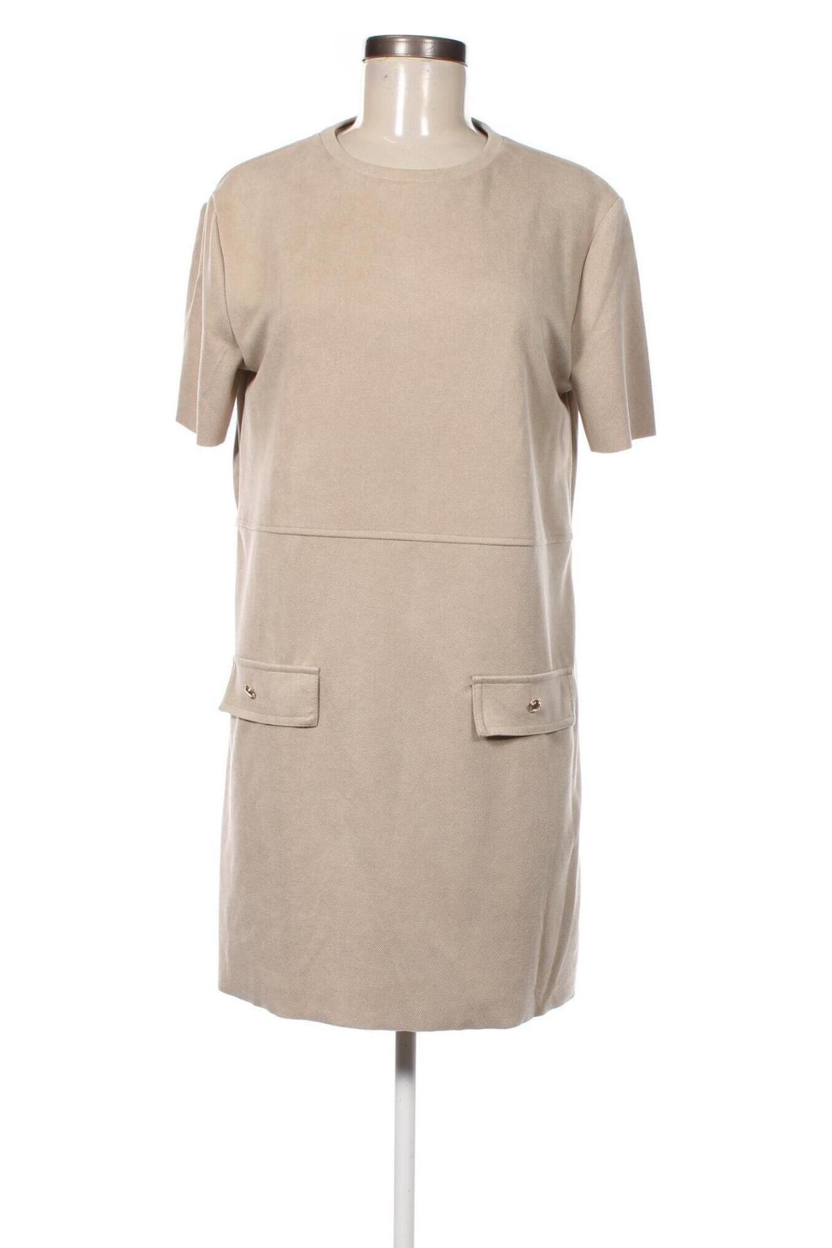 Kleid Zara, Größe L, Farbe Beige, Preis 22,49 €