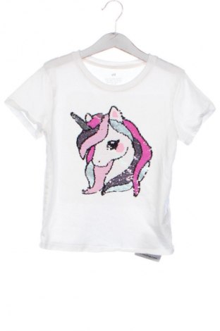 Dziecięcy T-shirt H&M, Rozmiar 6-7y/ 122-128 cm, Kolor Biały, Cena 27,59 zł