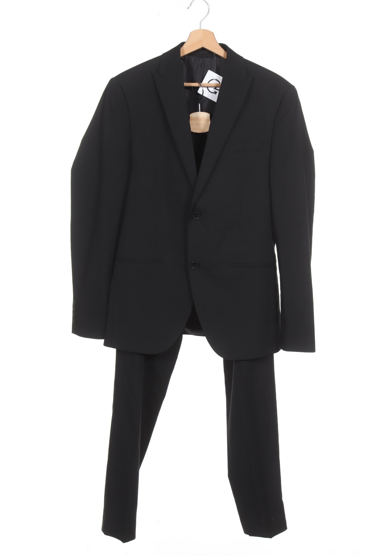 Мъжки костюм Isaac Dewhirst, Размер S, Цвят Черен, 66% полиестер, 32% вискоза, 2% еластан, Цена 102,00 лв.