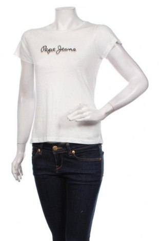 Damen T-Shirt Pepe Jeans, Größe XS, Farbe Weiß, 40% Baumwolle, 30% Polyester, 30% Leinen, Preis 32,58 €
