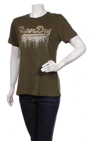 Damen T-Shirt Superdry, Größe L, Farbe Grün, Baumwolle, Preis 32,58 €