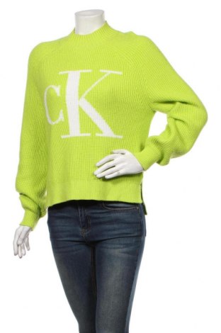 Γυναικείο πουλόβερ Calvin Klein Jeans, Μέγεθος S, Χρώμα Πράσινο, 49% βαμβάκι, 22% βισκόζη, 14% πολυαμίδη, 13% μαλλί, 2% κασμίρι, Τιμή 73,06 €