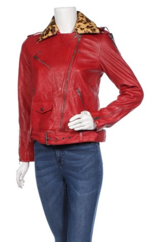 Damen Lederjacke Pepe Jeans, Größe M, Farbe Rot, Echtleder, Echtpelz, Preis 258,07 €