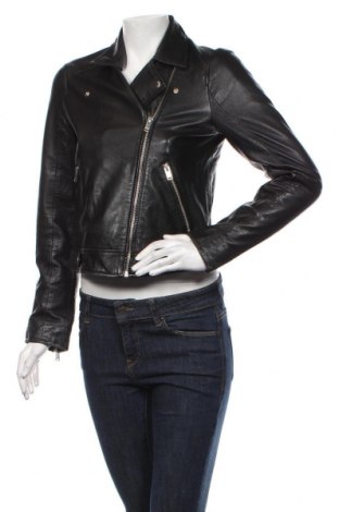 Γυναικείο δερμάτινο μπουφάν Selected Femme, Μέγεθος XS, Χρώμα Μαύρο, Τιμή 135,46 €