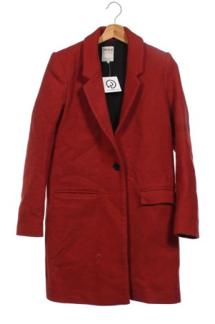 Дамско палто Zara Trafaluc, Размер XS, Цвят Червен, 51% вълна, 36% полиестер, 6% акрил, 4% полиамид, 2% вискоза, 1% памук, Цена 78,75 лв.