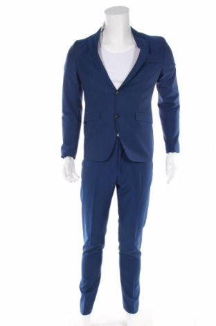Мъжки костюм Zara Man, Размер M, Цвят Син, 90% вълна, 10% мохер, Цена 96,00 лв.