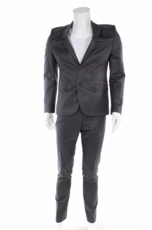 Мъжки костюм Zara Man, Размер M, Цвят Сив, 68% вълна, 32% полиестер, Цена 96,00 лв.