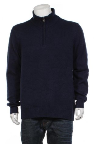 Męski sweter, Rozmiar L, Kolor Niebieski, 56% bawełna, 23% poliester, 18%akryl, 3% elastyna, Cena 117,95 zł