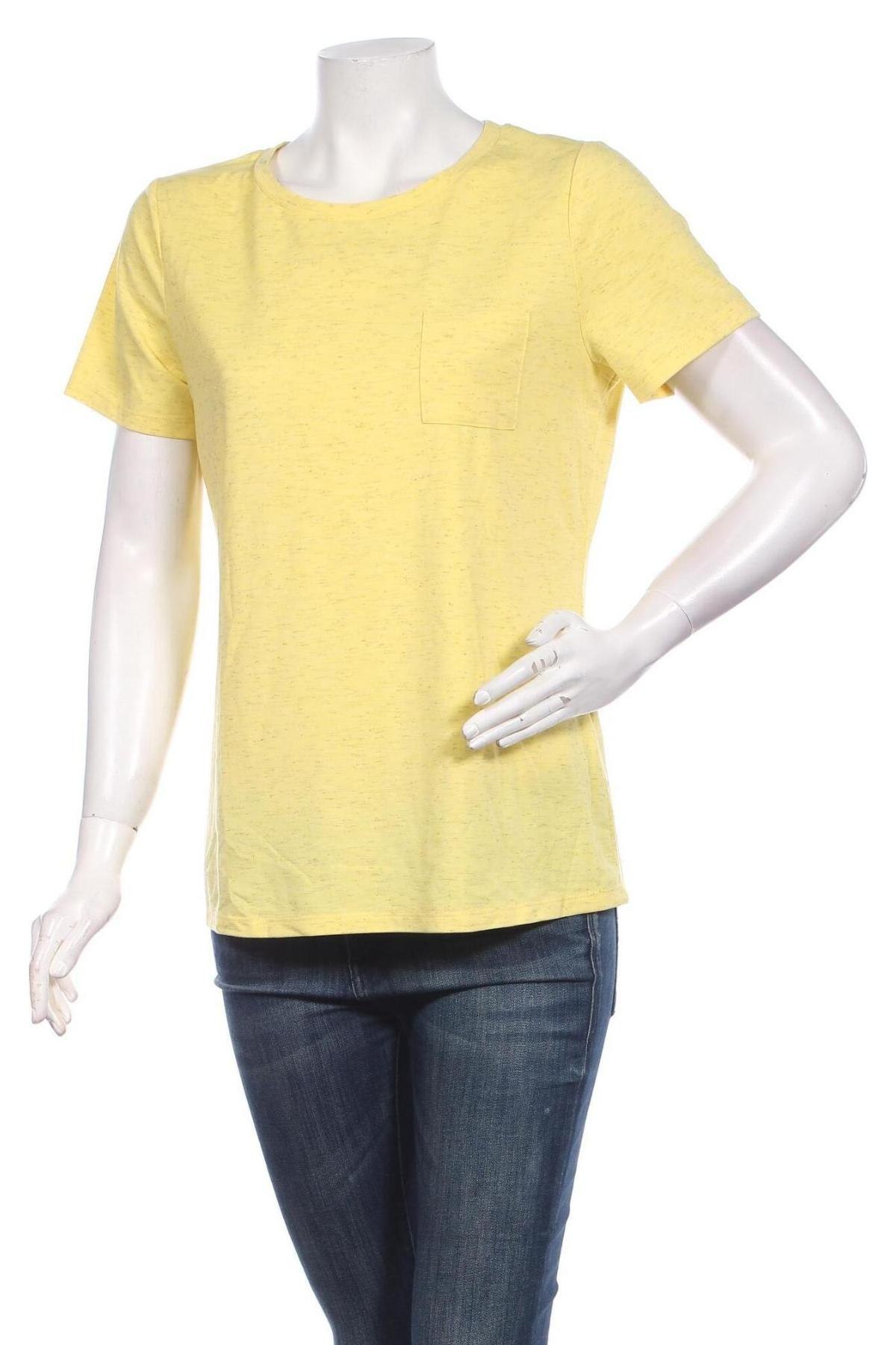 Γυναικείο t-shirt Ichi, Μέγεθος M, Χρώμα Κίτρινο, 46% πολυεστέρας, 46% βισκόζη, 5% ελαστάνη, Τιμή 25,26 €