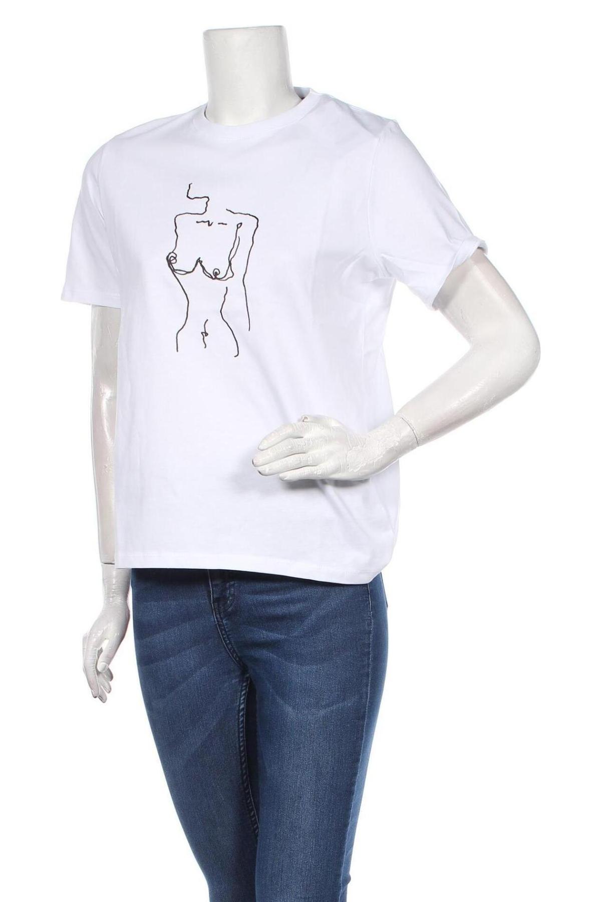 Γυναικείο t-shirt NA-KD, Μέγεθος XS, Χρώμα Λευκό, Βαμβάκι, Τιμή 8,84 €