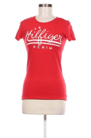 Damski T-shirt Hilfiger Denim, Rozmiar S, Kolor Czerwony, Cena 48,99 zł