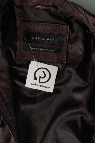 Ανδρικό δερμάτινο μπουφάν Zara Man, Μέγεθος M, Χρώμα Καφέ, Τιμή 55,49 €