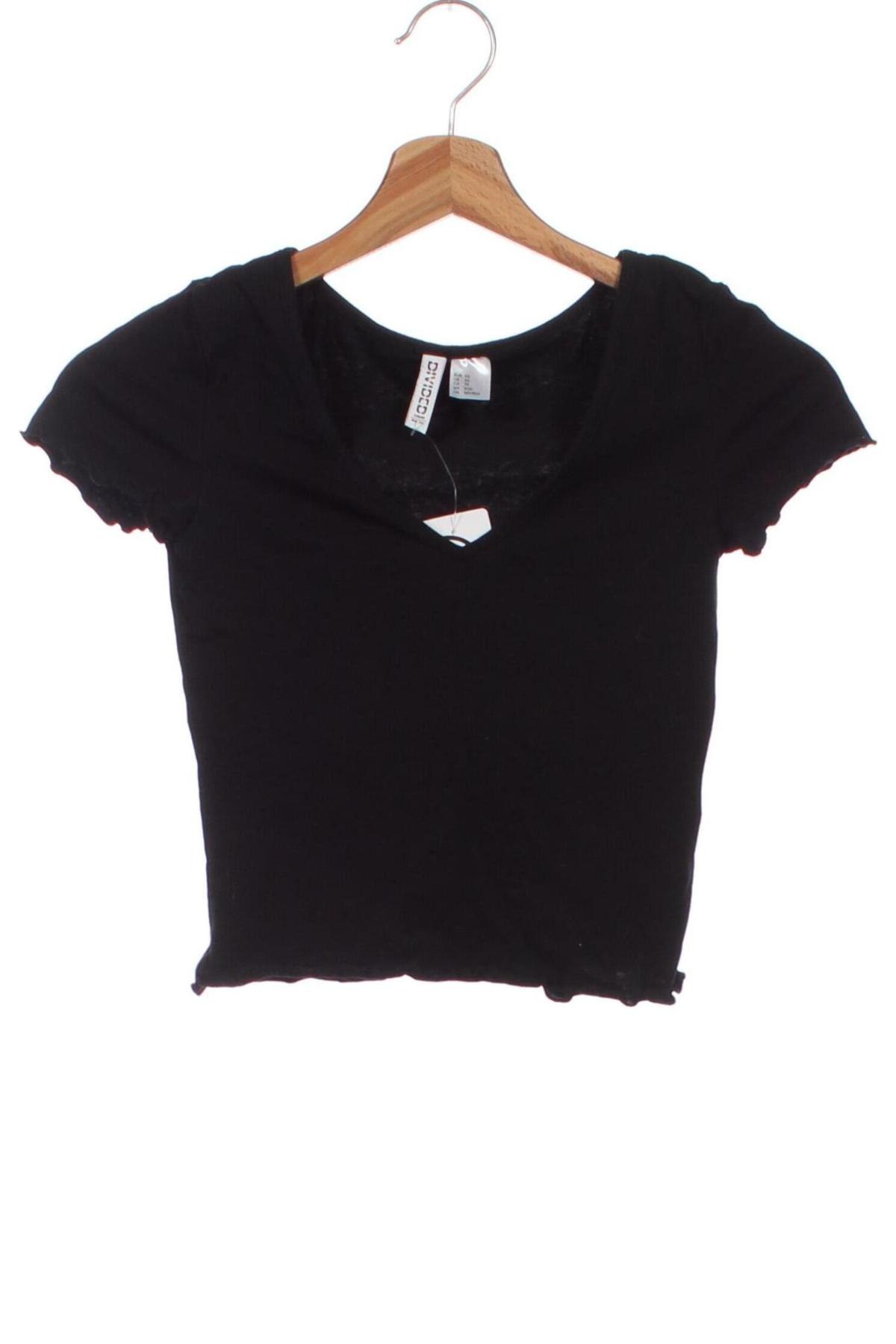 Damen T-Shirt H&M Divided, Größe XS, Farbe Schwarz, Preis 4,99 €