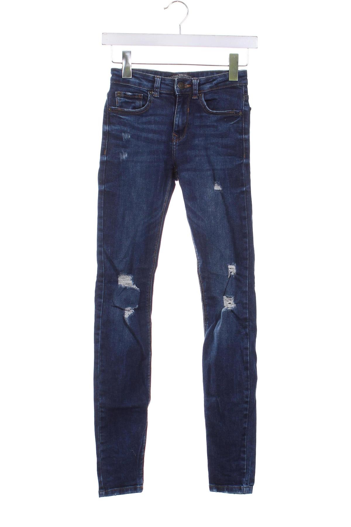 Damskie jeansy Bershka, Rozmiar XXS, Kolor Niebieski, Cena 36,99 zł