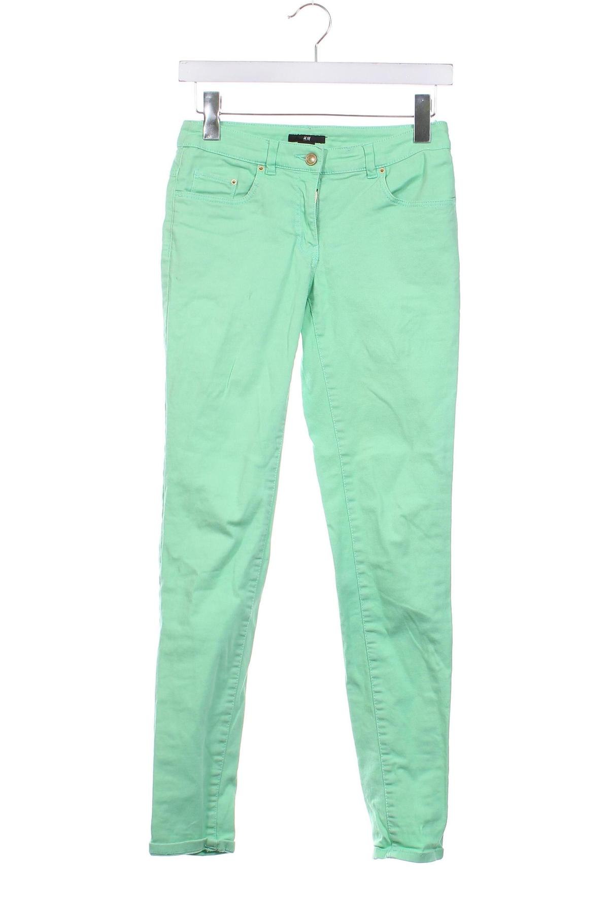 Damskie jeansy H&M, Rozmiar XS, Kolor Zielony, Cena 26,99 zł