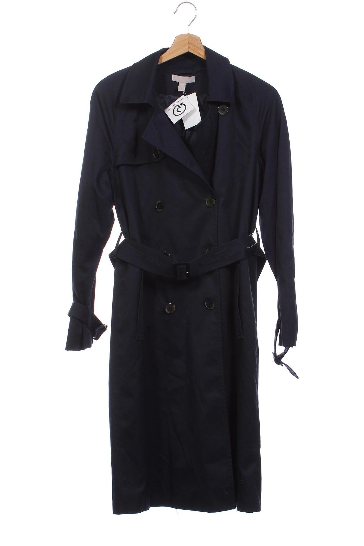 Damen Trench Coat H&M, Größe XS, Farbe Blau, Preis € 65,57