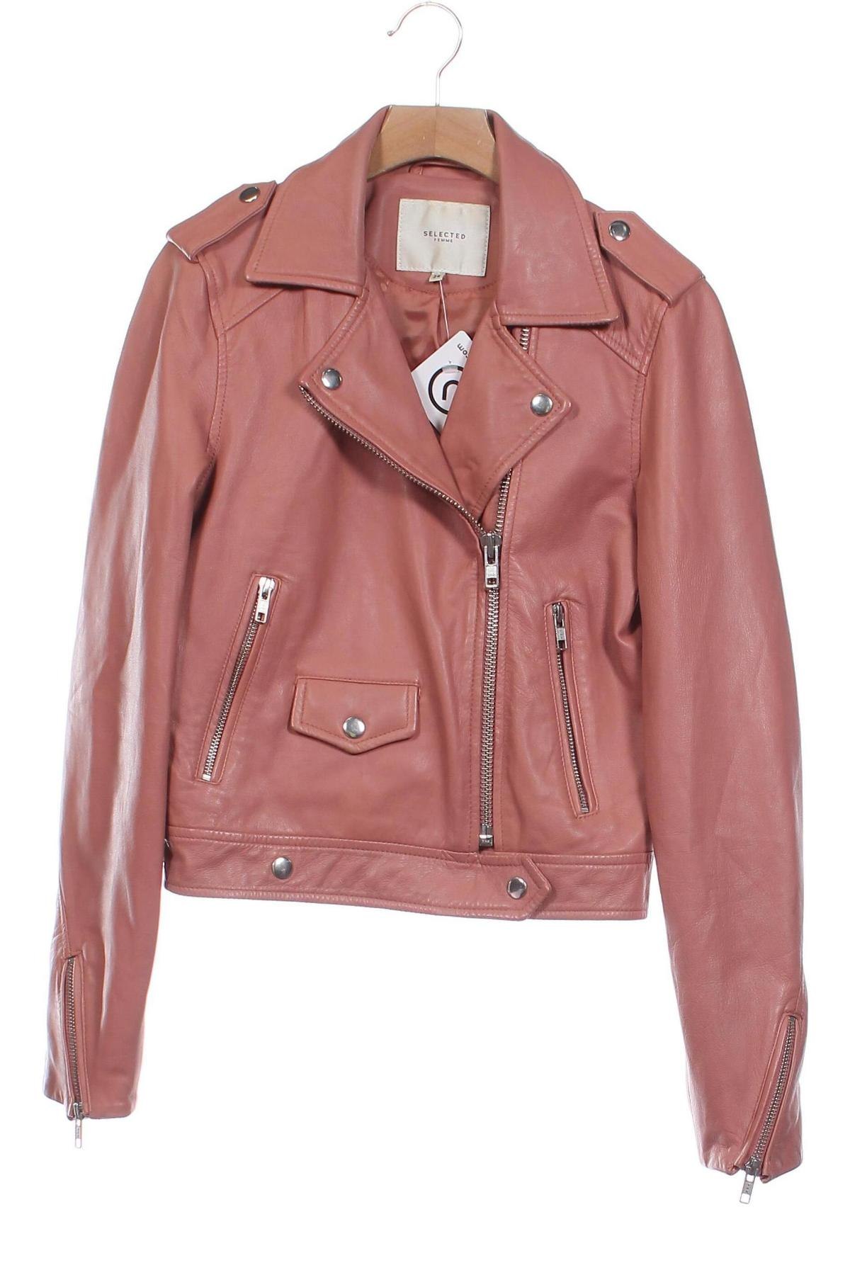 Damen Lederjacke Selected Femme, Größe XS, Farbe Aschrosa, Preis € 50,22