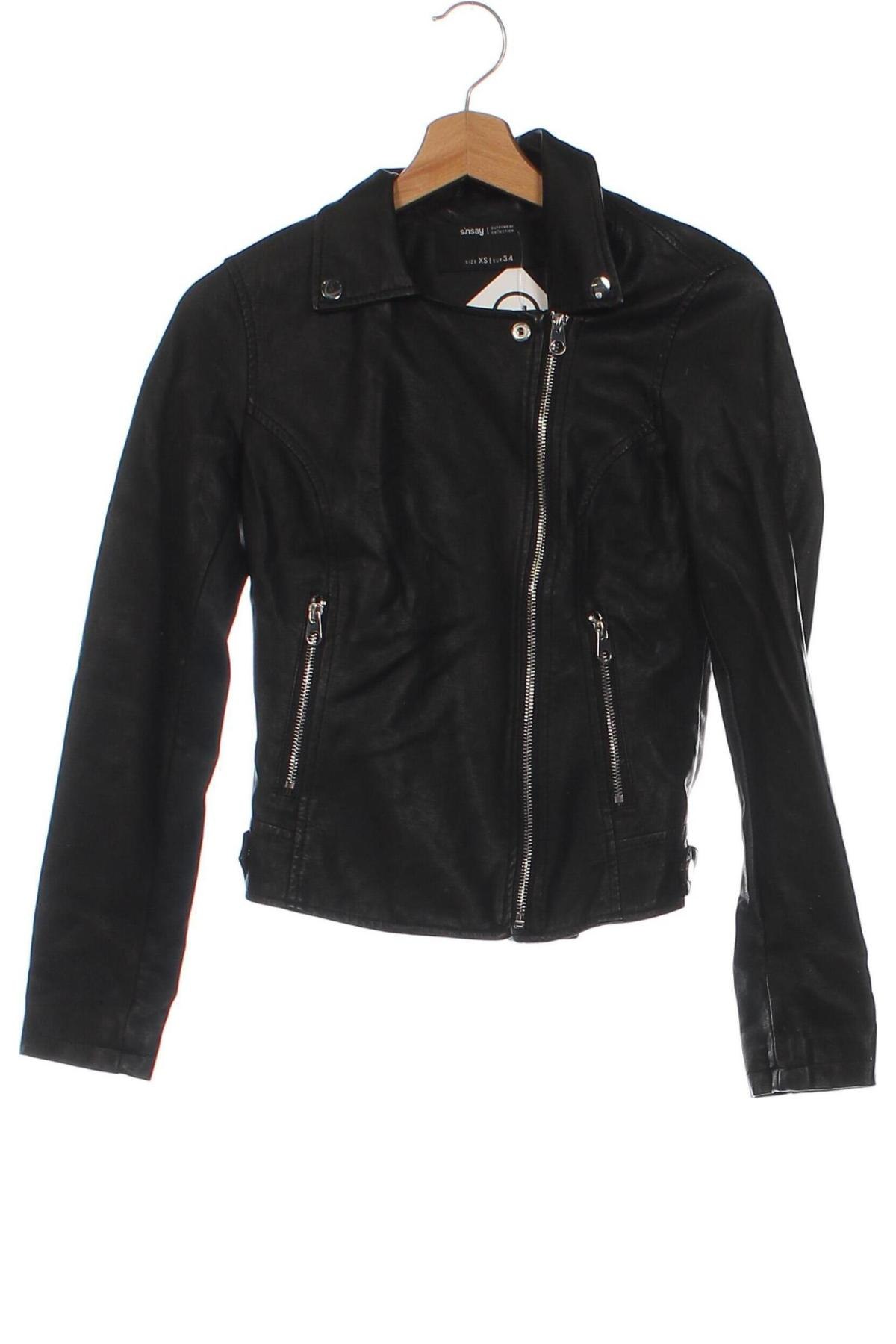 Damen Lederjacke Sinsay, Größe XS, Farbe Schwarz, Preis € 19,49