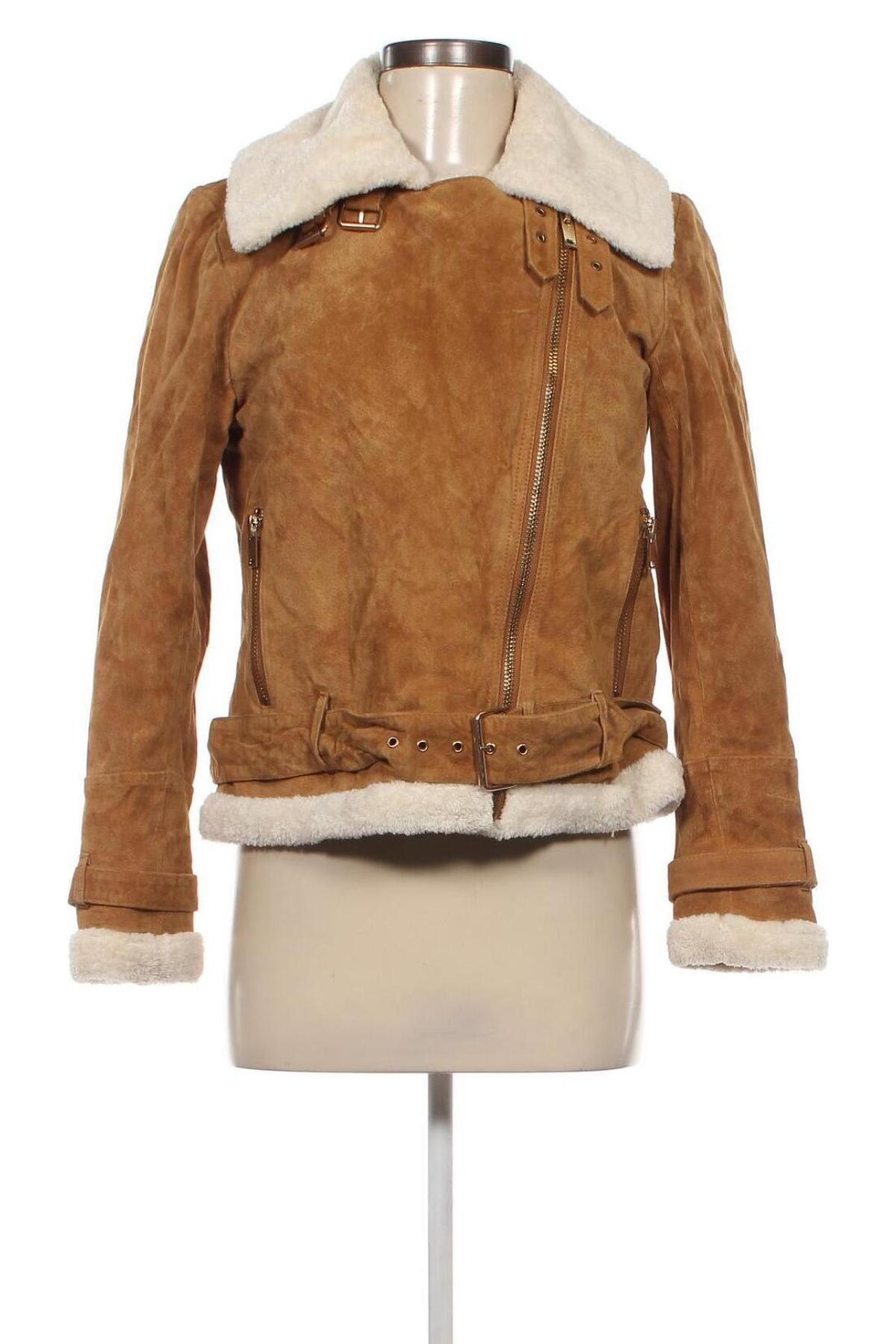 Damen Lederjacke Zara, Größe M, Farbe Beige, Preis € 70,63