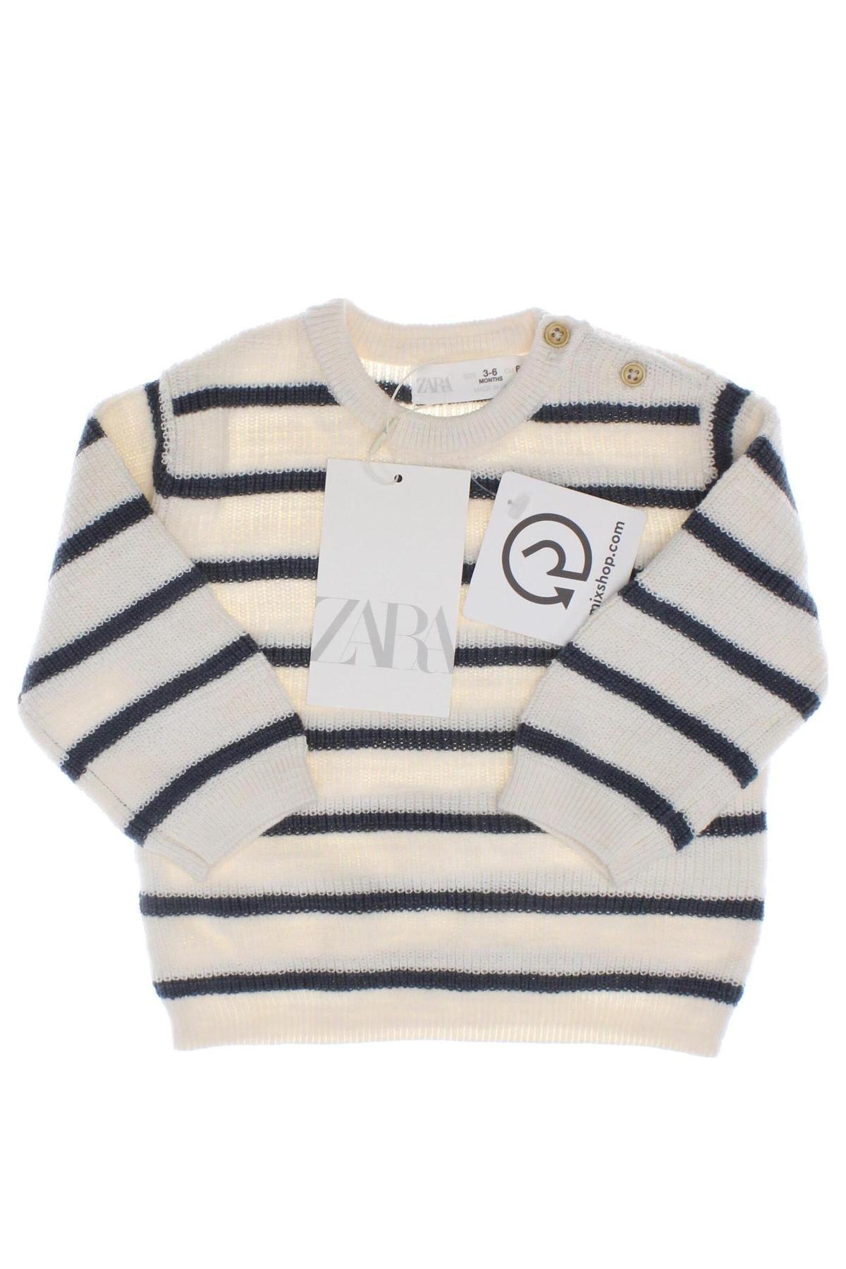 Kinderpullover Zara, Größe 3-6m/ 62-68 cm, Farbe Weiß, Preis 12,99 €