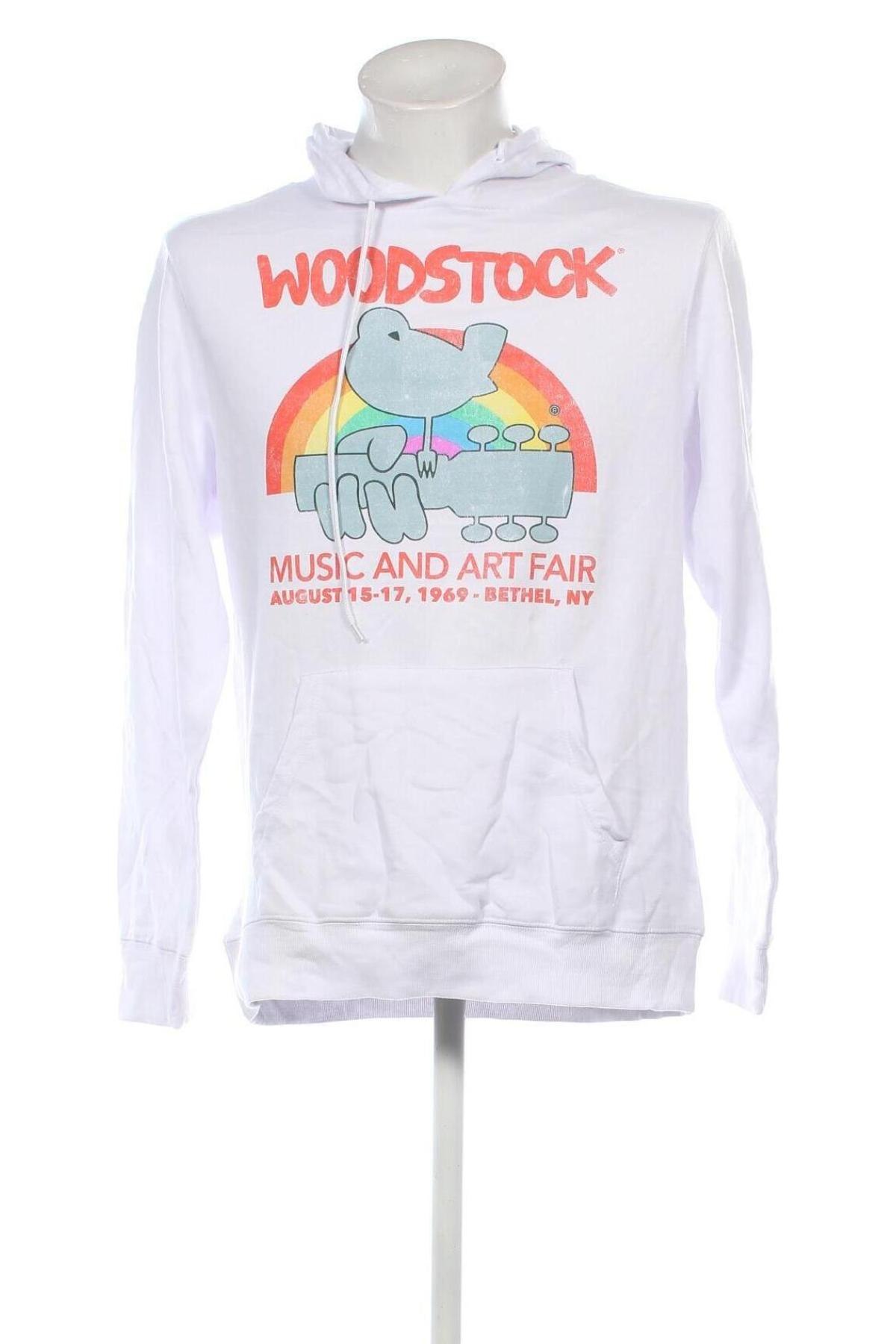 Herren Sweatshirt Woodstock, Größe M, Farbe Weiß, Preis 10,49 €