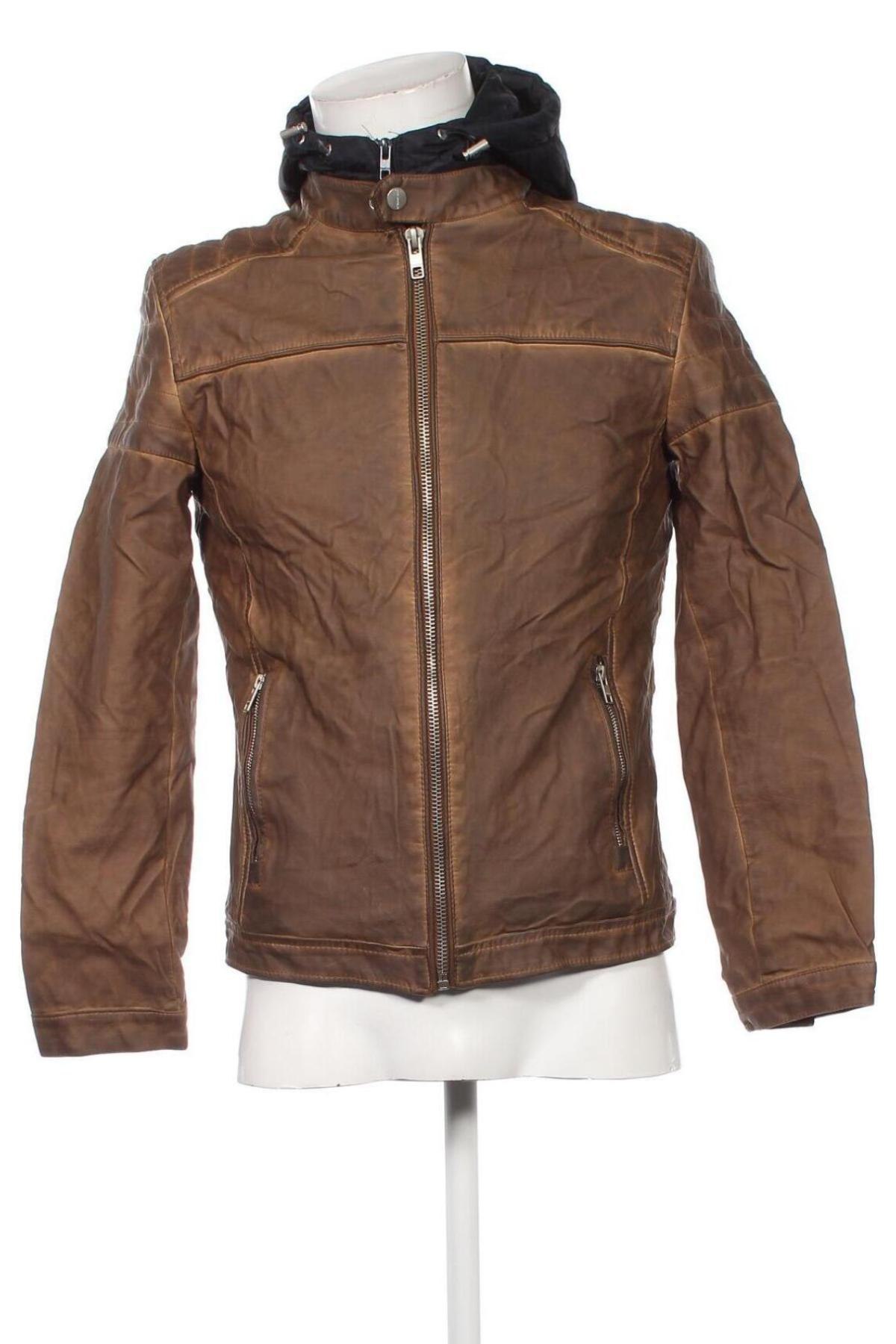 Herren Lederjacke Springfield, Größe S, Farbe Beige, Preis 16,49 €