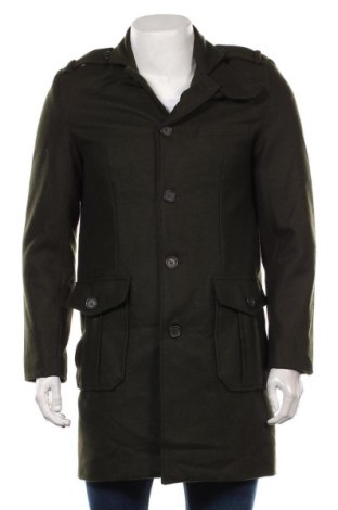 Palton de bărbați Zara Man, Mărime M, Culoare Verde, 50% lână, 50% viscoză, Preț 208,90 Lei