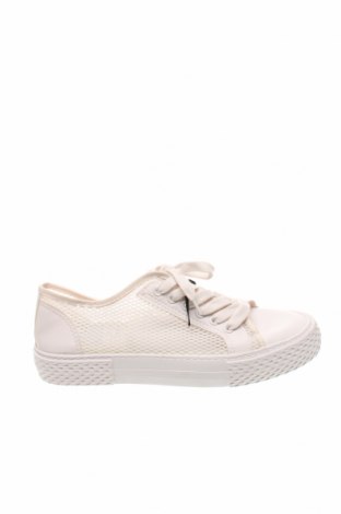 Γυναικεία παπούτσια Bershka, Μέγεθος 38, Χρώμα Λευκό, Κλωστοϋφαντουργικά προϊόντα, δερματίνη, Τιμή 7,11 €