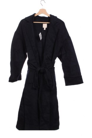 Дамско палто H&M, Размер XS, Цвят Син, 54% вълна, 46% полиестер, Цена 57,12 лв.