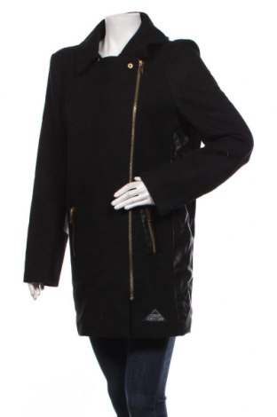 Дамско палто VSCT, Размер L, Цвят Черен, Полиестер, вълна, еко кожа, Цена 28,44 лв.