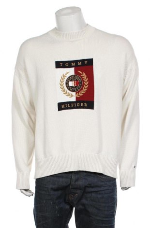 Мъжки пуловер Tommy Hilfiger, Размер M, Цвят Бял, Памук, Цена 171,75 лв.