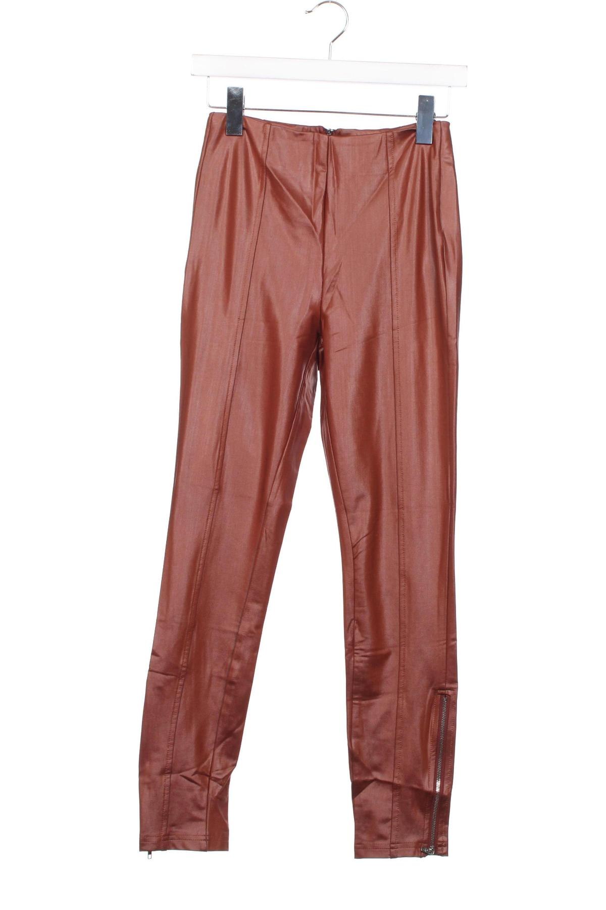 Pantaloni de piele pentru damă SHEIN, Mărime XS, Culoare Maro, Preț 24,21 Lei