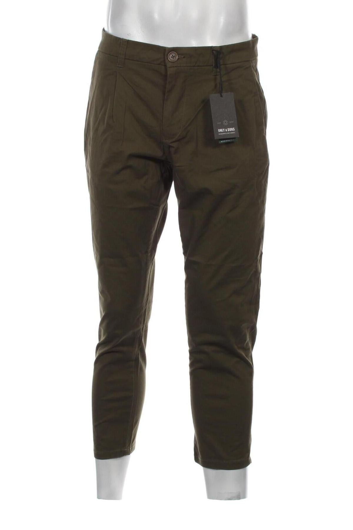 Pantaloni de bărbați Only & Sons, Mărime L, Culoare Verde, Preț 27,24 Lei