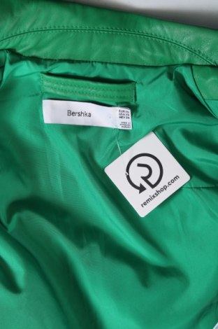 Geacă de piele pentru femei Bershka, Mărime XS, Culoare Verde, Preț 86,73 Lei