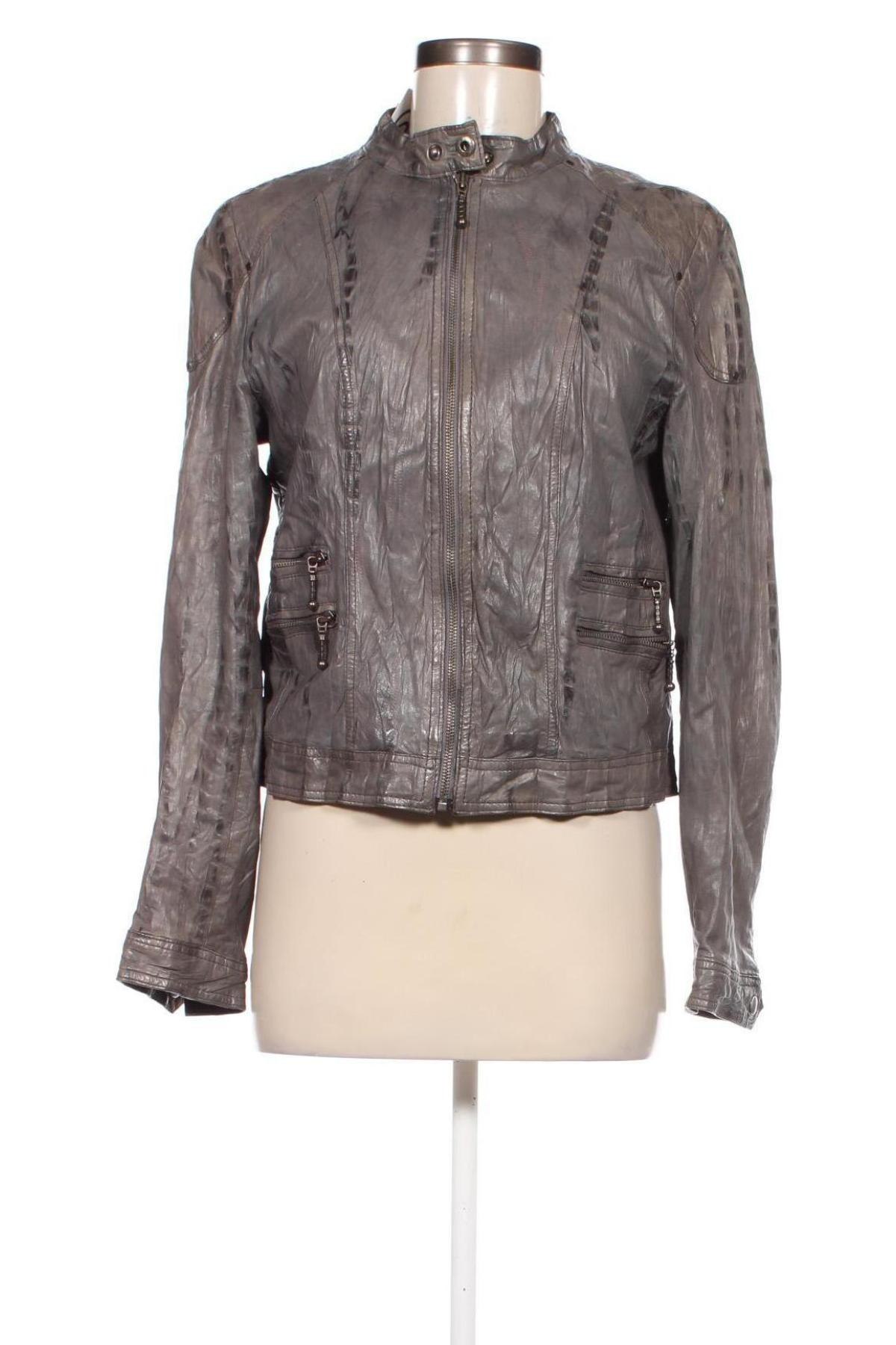 Damen Lederjacke, Größe M, Farbe Grau, Preis € 34,49