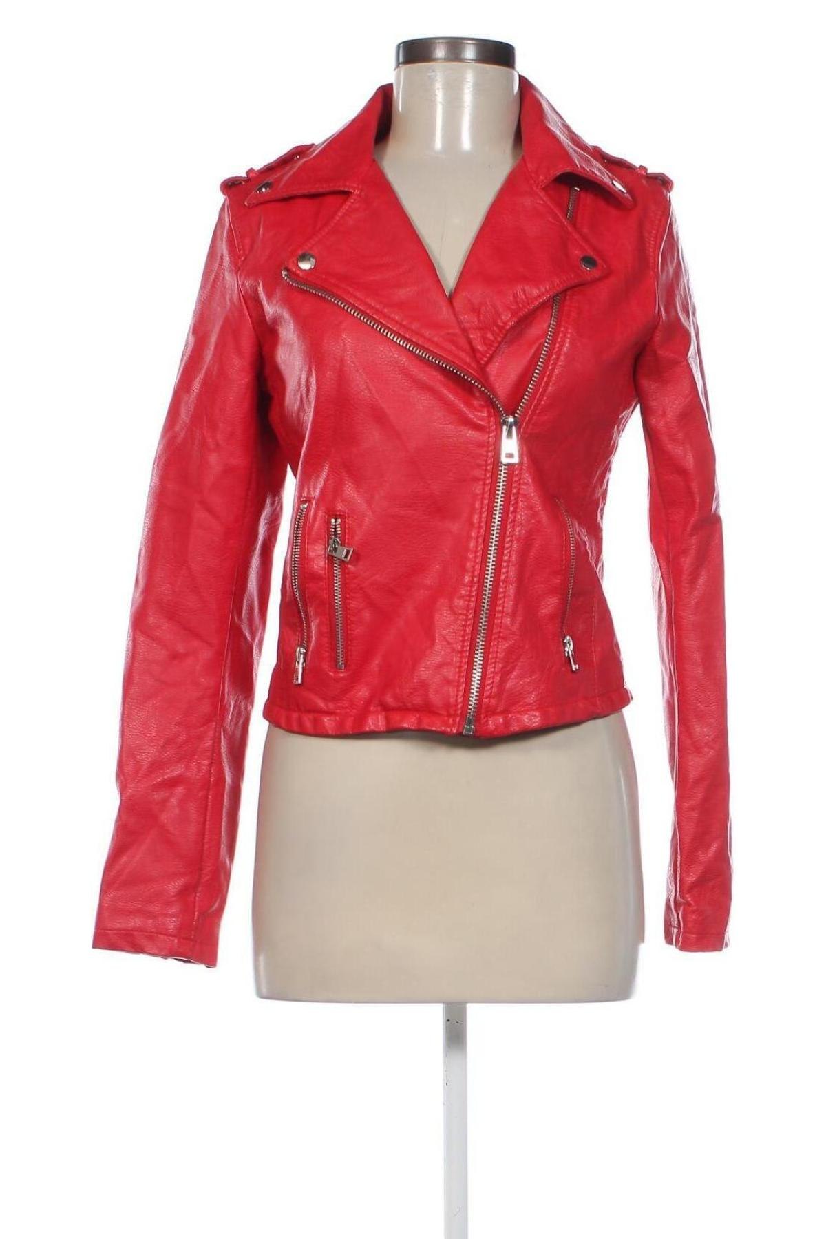 Damen Lederjacke Stradivarius, Größe S, Farbe Rot, Preis 22,99 €