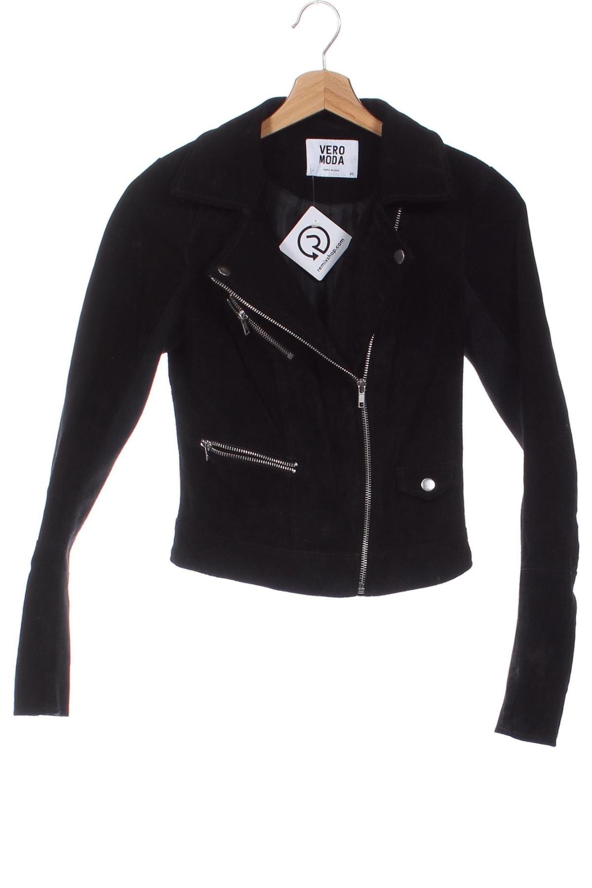 Damen Lederjacke Vero Moda, Größe XS, Farbe Schwarz, Preis 31,99 €