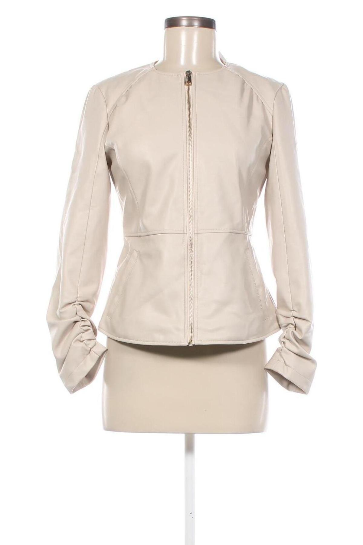 Damen Lederjacke Zara, Größe M, Farbe Beige, Preis € 14,99