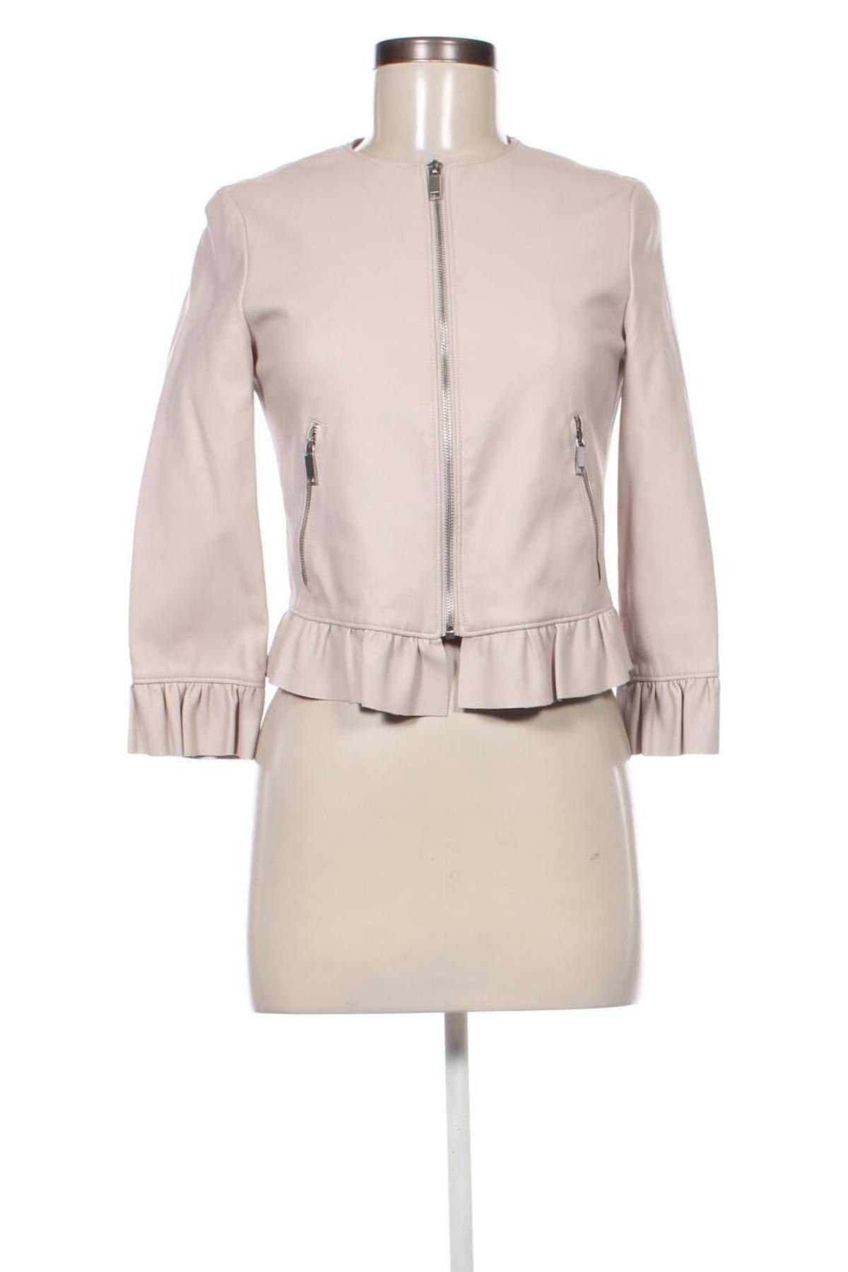 Damen Lederjacke Zara, Größe S, Farbe Beige, Preis 14,99 €