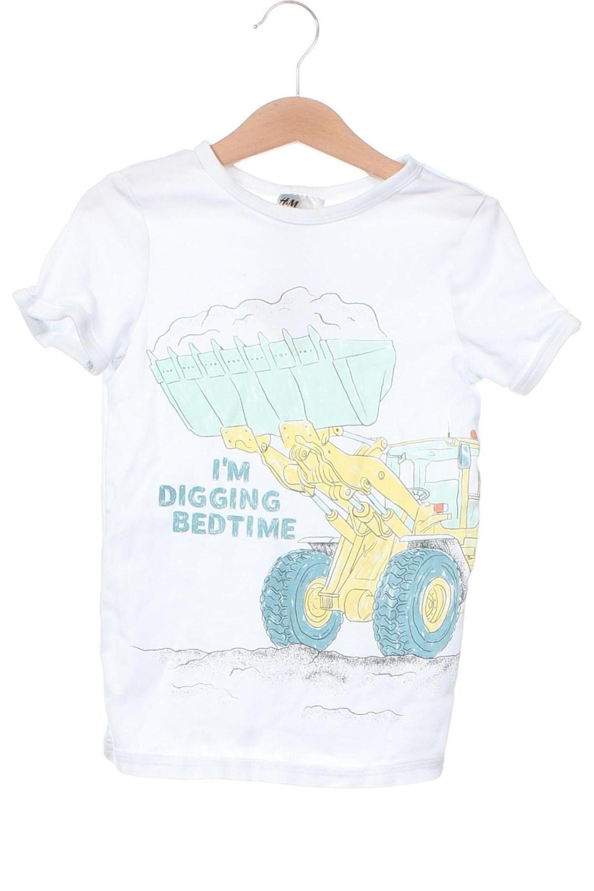 Kinder T-Shirt H&M, Größe 6-7y/ 122-128 cm, Farbe Weiß, Preis € 3,99