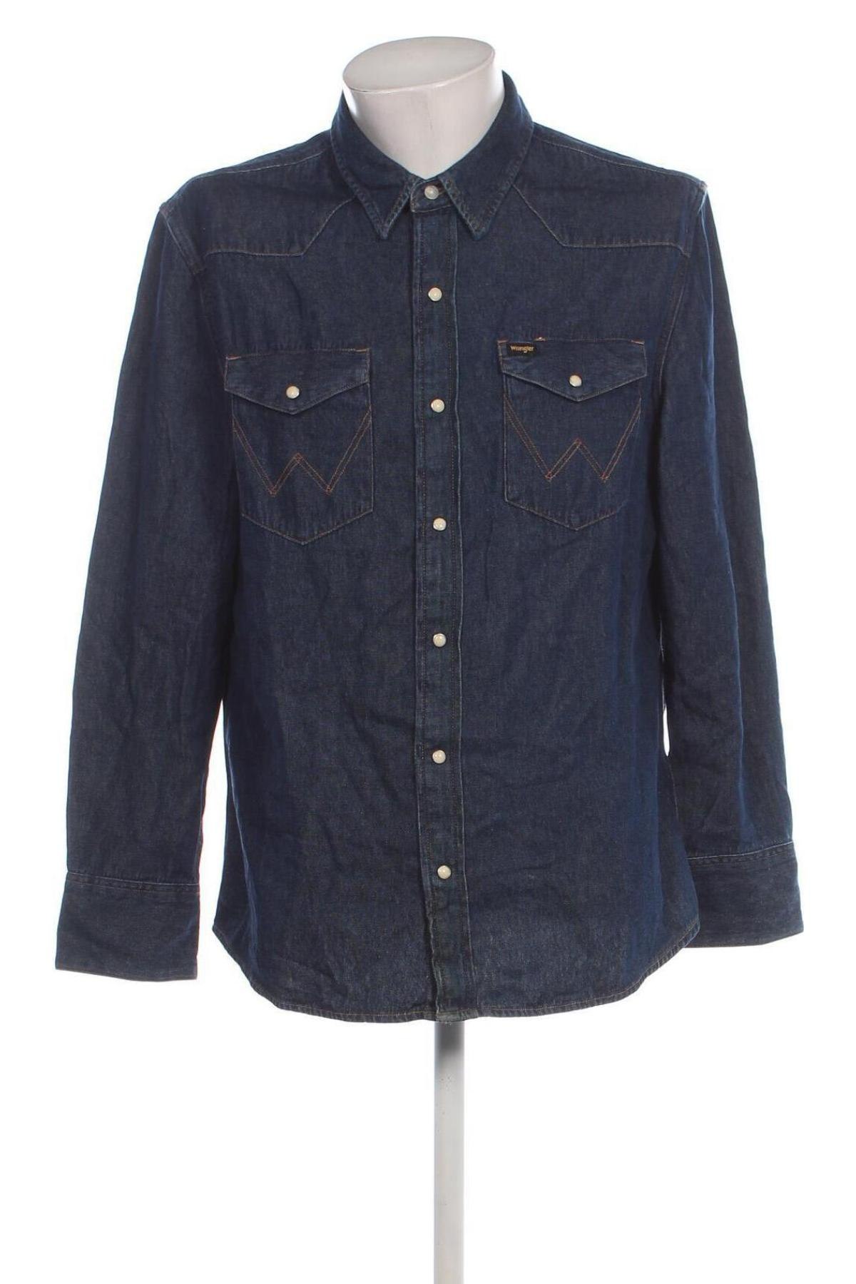 Herrenhemd Wrangler, Größe L, Farbe Blau, Preis 17,99 €