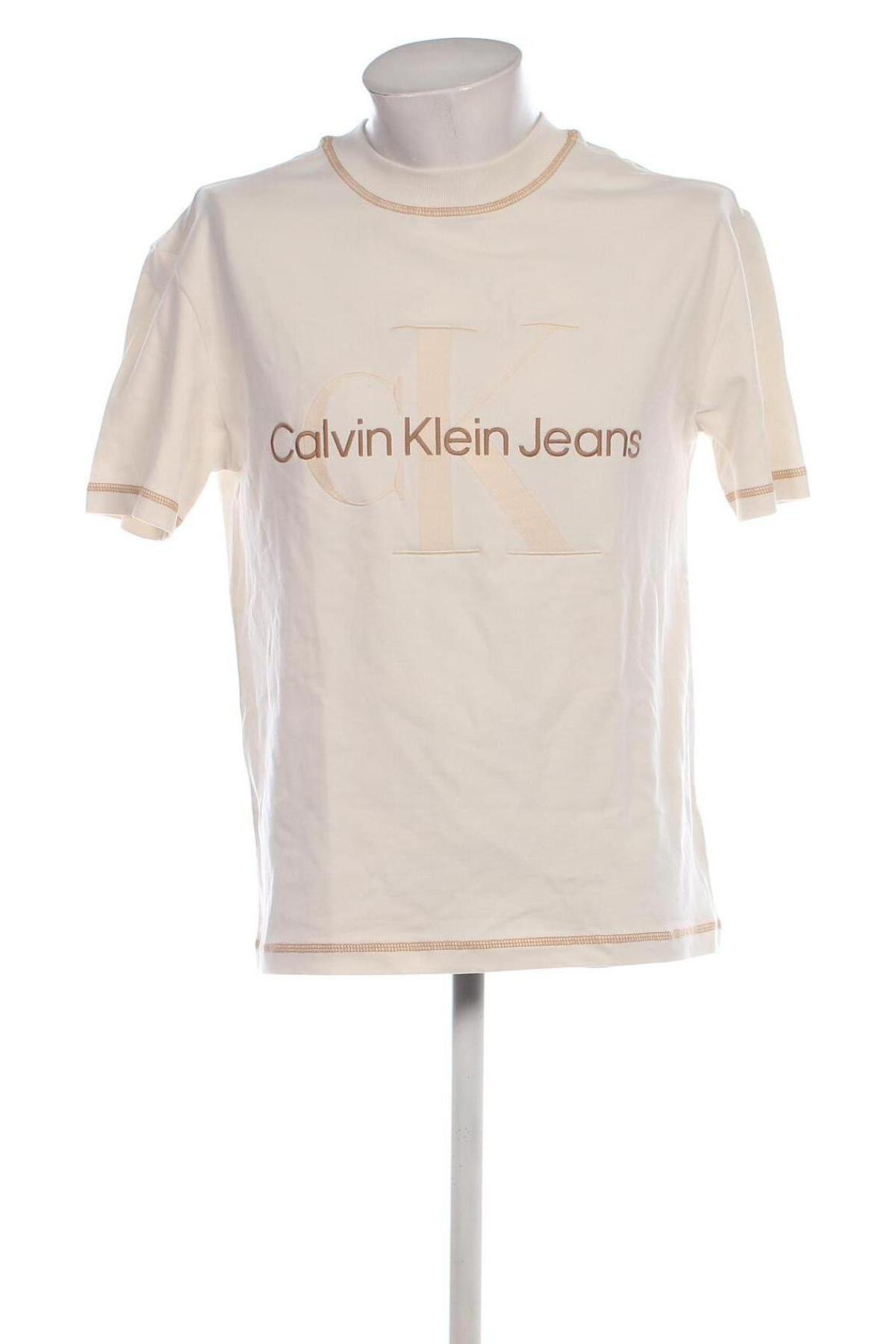 Męski T-shirt Calvin Klein Jeans, Rozmiar XS, Kolor ecru, Cena 262,99 zł