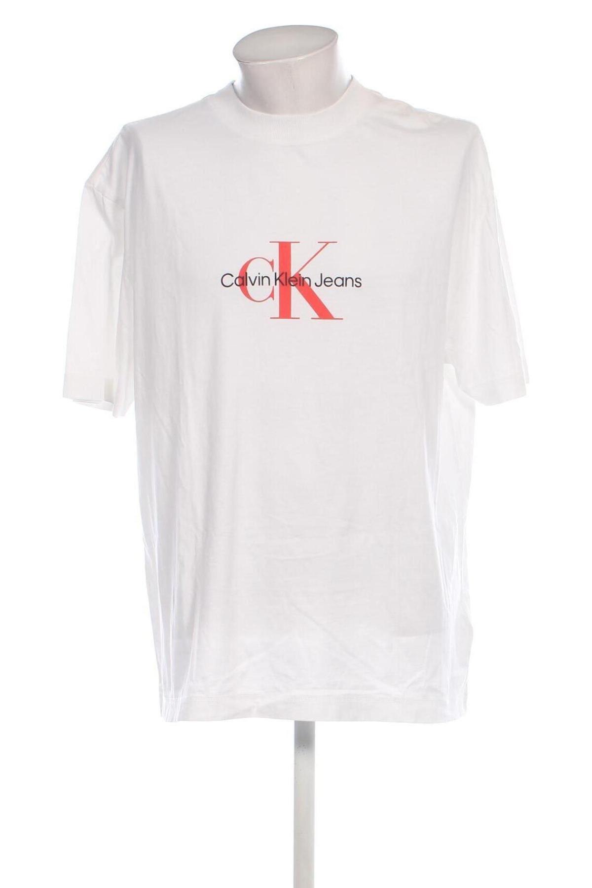 Męski T-shirt Calvin Klein Jeans, Rozmiar L, Kolor Biały, Cena 147,99 zł