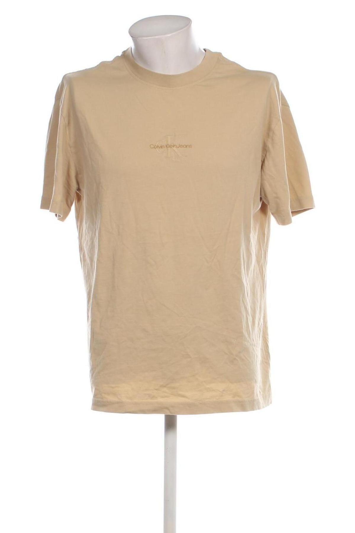 Herren T-Shirt Calvin Klein Jeans, Größe M, Farbe Beige, Preis 40,49 €