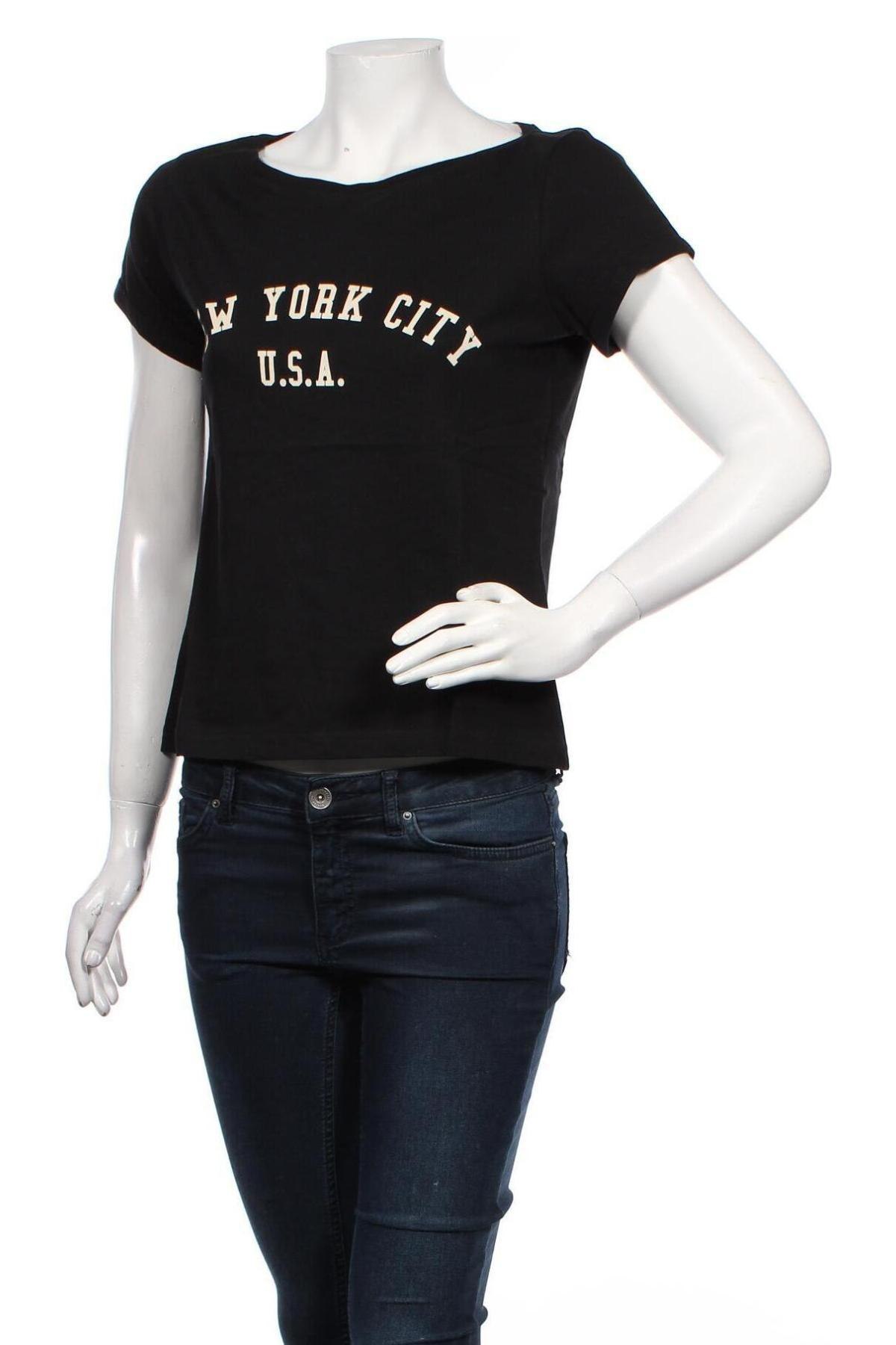 Γυναικείο t-shirt Jacqueline De Yong, Μέγεθος M, Χρώμα Μαύρο, Βαμβάκι, Τιμή 9,28 €